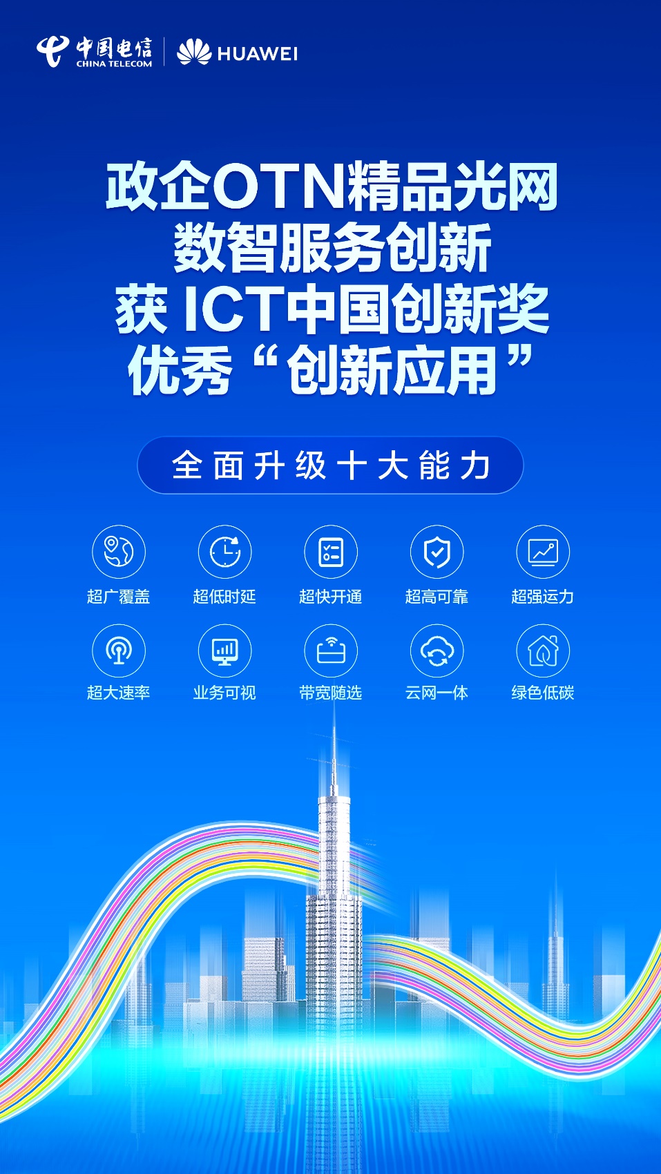 中国电信&ldquo;政企OTN精品光网数智服务创新&rdquo;获ICT中国&ldquo;优秀创新应用&rdquo;奖